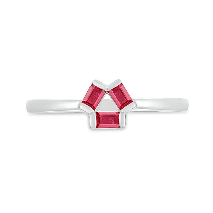 Rings Baguette LabCreated Ruby Three Stone Open Triangle Geometric Ring in Sterling Silver Goldia Rings Baguette LabCreated Ruby Three Stone Open Triangle Geometric Ring in Sterling Silver Goldia