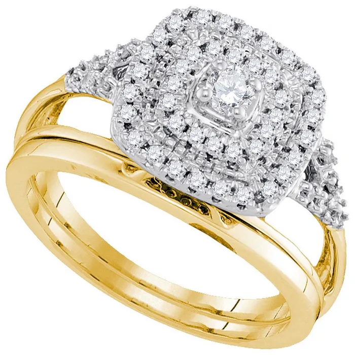 Rings gndatlanta 10k Yellow Gold Diamond Round Bridal Wedding Ring Set 13 Cttw Rings gndatlanta 10k Yellow Gold Diamond Round Bridal Wedding Ring Set 13 Cttw