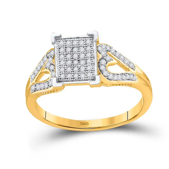 Rings gndatlanta 10k Yellow Gold Round Diamond Square Cluster Heart Ring 15 Cttw Rings gndatlanta 10k Yellow Gold Round Diamond Square Cluster Heart Ring 15 Cttw