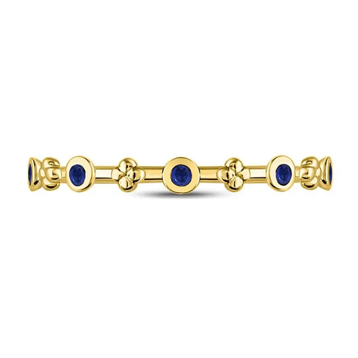 Rings gndatlanta 10kt Yellow Gold Round Blue Sapphire Dot Flower Stackable Band Ring 112 Cttw Rings gndatlanta 10kt Yellow Gold Round Blue Sapphire Dot Flower Stackable Band Ring 112 Cttw