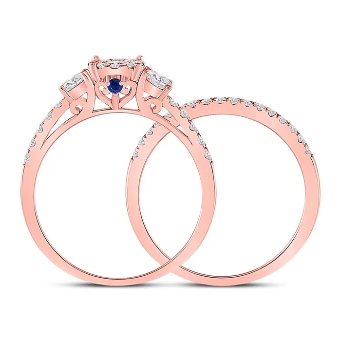 Rings gndatlanta 14k Rose Gold Round Diamond Solitaire Bridal Wedding Ring Set 78 Cttw