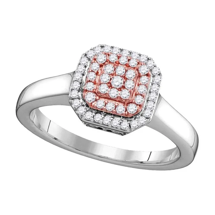 Rings gndatlanta 14k Twotone Gold Round Pink Diamond Square Cluster Ring 14 Cttw Rings gndatlanta 14k Twotone Gold Round Pink Diamond Square Cluster Ring 14 Cttw