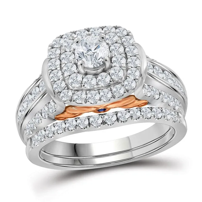 Rings gndatlanta 14k White Gold Diamond Double Halo Bridal Wedding Ring Set 2 Cttw Certified Rings gndatlanta 14k White Gold Diamond Double Halo Bridal Wedding Ring Set 2 Cttw Certified