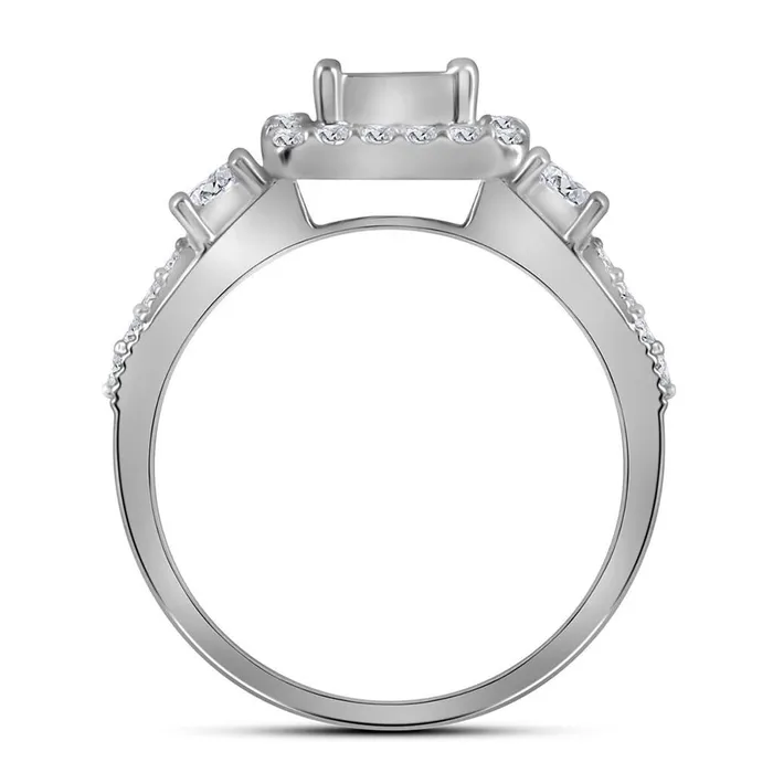 Rings gndatlanta 14k White Gold Princess Diamond Bridal Wedding Ring Set 1 Cttw