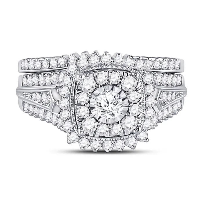 Rings gndatlanta 14k White Gold Round Diamond Bridal Wedding Ring Set 114 Cttw Certified Rings gndatlanta 14k White Gold Round Diamond Bridal Wedding Ring Set 114 Cttw Certified