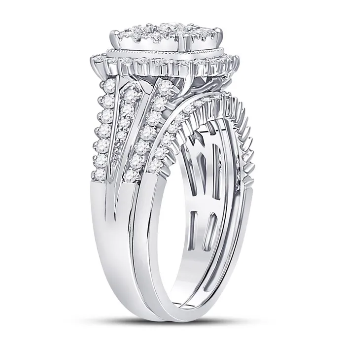 Rings gndatlanta 14k White Gold Round Diamond Bridal Wedding Ring Set 114 Cttw Certified