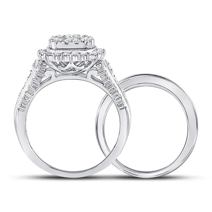 Rings gndatlanta 14k White Gold Round Diamond Bridal Wedding Ring Set 114 Cttw Certified