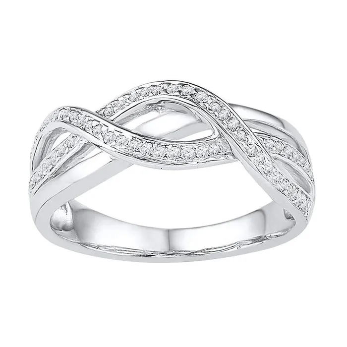 Rings gndatlanta 14k White Gold Round Diamond Twist Band Ring 15 Cttw