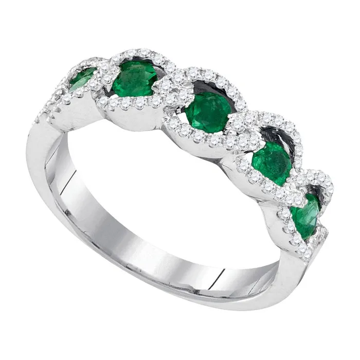 Rings gndatlanta 14k White Gold Round Emerald Diamond Outline Band 34 Cttw Rings gndatlanta 14k White Gold Round Emerald Diamond Outline Band 34 Cttw