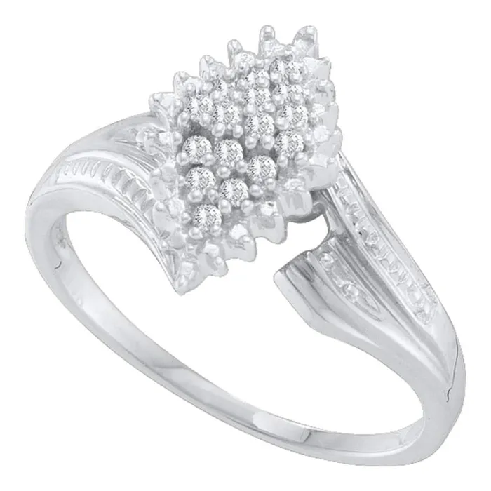 Rings gndatlanta 14k White Gold Round Prongset Diamond Oval Cluster Ring 18 Cttw Rings gndatlanta 14k White Gold Round Prongset Diamond Oval Cluster Ring 18 Cttw