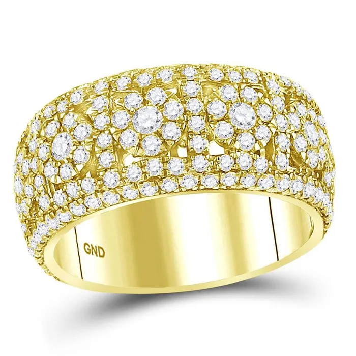 Rings gndatlanta 14k Yellow Gold Round Diamond Luxury Cluster Band Ring 212 Cttw Rings gndatlanta 14k Yellow Gold Round Diamond Luxury Cluster Band Ring 212 Cttw
