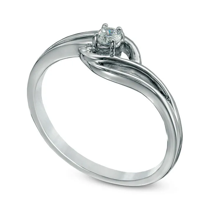 Rings Goldia 010 CT Natural Diamond Solitaire Bypass Promise Ring in Sterling Silver Rings Goldia 010 CT Natural Diamond Solitaire Bypass Promise Ring in Sterling Silver
