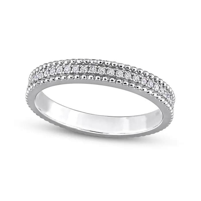 Rings Goldia 010 CT TW Natural Diamond MultiRow Beaded Anniversary Band in Sterling Silver Rings Goldia 010 CT TW Natural Diamond MultiRow Beaded Anniversary Band in Sterling Silver