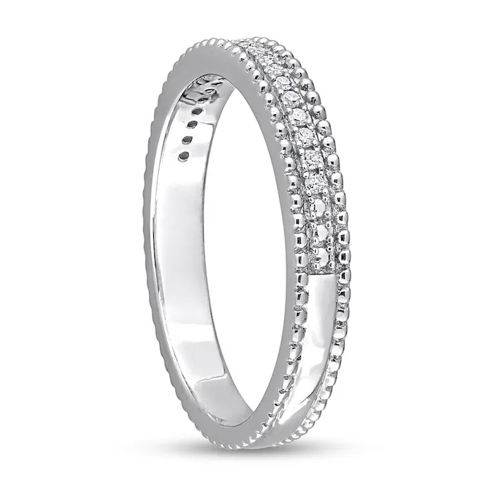 Rings Goldia 010 CT TW Natural Diamond MultiRow Beaded Anniversary Band in Sterling Silver Rings Goldia 010 CT TW Natural Diamond MultiRow Beaded Anniversary Band in Sterling Silver