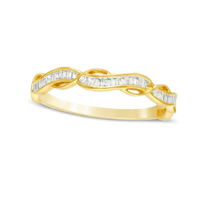 Rings Goldia 017 CT TW Baguette Natural Diamond Antique VintageStyle Twist Anniversary Band in Solid 10K Yellow Gold Rings Goldia 017 CT TW Baguette Natural Diamond Antique VintageStyle Twist Anniversary Band in Solid 10K Yellow Gold