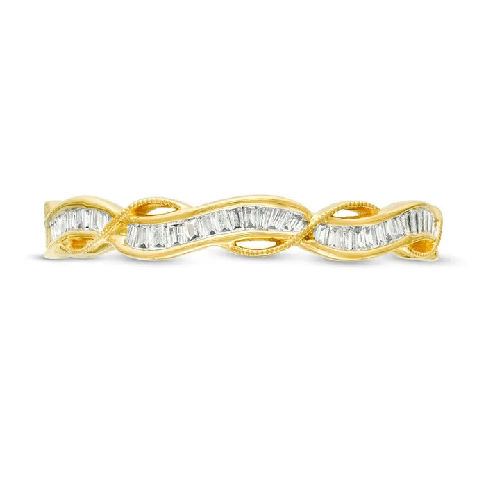 Rings Goldia 017 CT TW Baguette Natural Diamond Antique VintageStyle Twist Anniversary Band in Solid 10K Yellow Gold Rings Goldia 017 CT TW Baguette Natural Diamond Antique VintageStyle Twist Anniversary Band in Solid 10K Yellow Gold