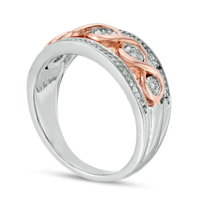 Rings Goldia 020 CT TW Natural Diamond Infinity Twist Band in Sterling Silver and Solid 10K Rose Gold Rings Goldia 020 CT TW Natural Diamond Infinity Twist Band in Sterling Silver and Solid 10K Rose Gold