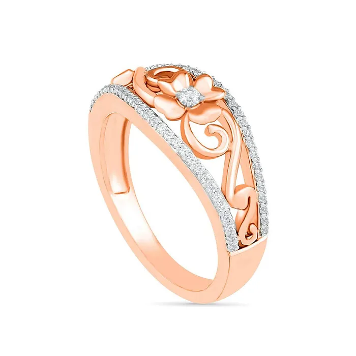 Rings Goldia 020 CT TW Natural Diamond Ornate Clover Ring in Solid 10K Rose Gold Rings Goldia 020 CT TW Natural Diamond Ornate Clover Ring in Solid 10K Rose Gold