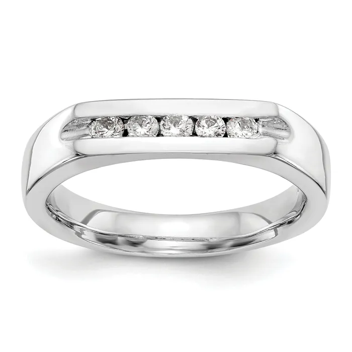 Rings Goldia 025ct CZ Solid Real 14K White Gold 5Stone Channel Wedding Band Ring Rings Goldia 025ct CZ Solid Real 14K White Gold 5Stone Channel Wedding Band Ring