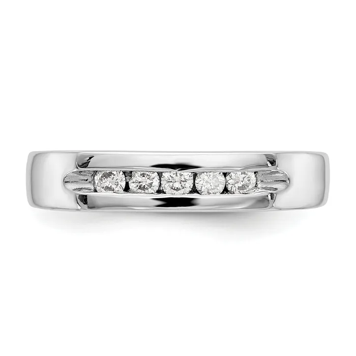 Rings Goldia 025ct CZ Solid Real 14K White Gold 5Stone Channel Wedding Band Ring