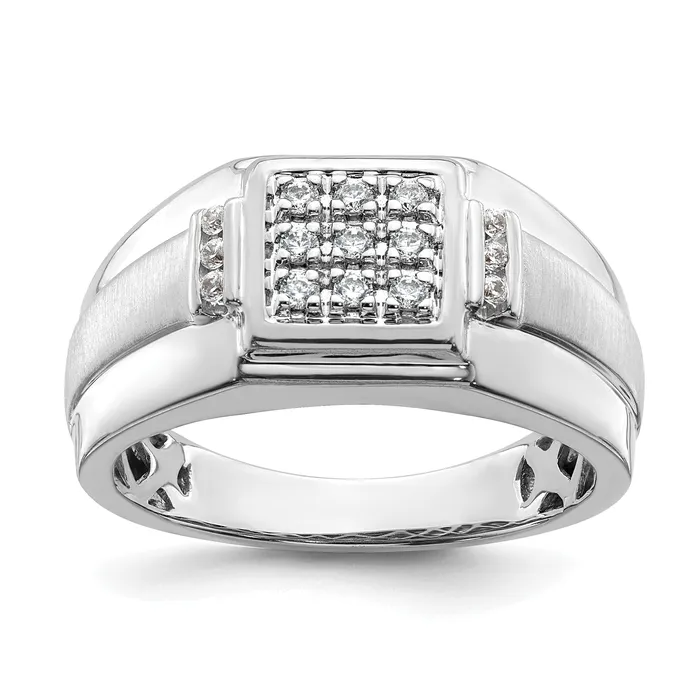 Rings Goldia 025ct CZ Solid Real 14K White Gold Complete Cluster Mens Ring Rings Goldia 025ct CZ Solid Real 14K White Gold Complete Cluster Mens Ring