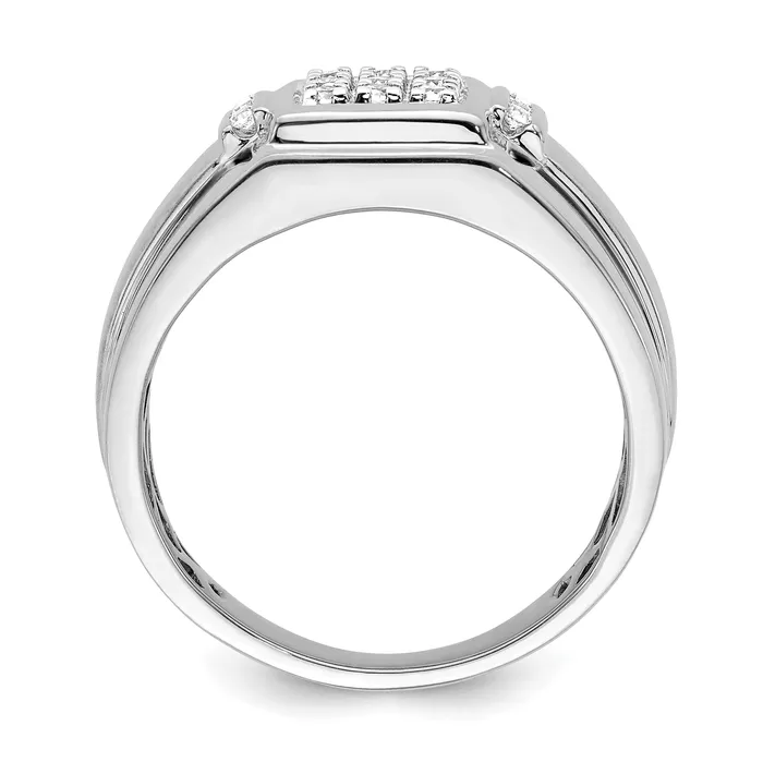 Rings Goldia 025ct CZ Solid Real 14K White Gold Complete Cluster Mens Ring