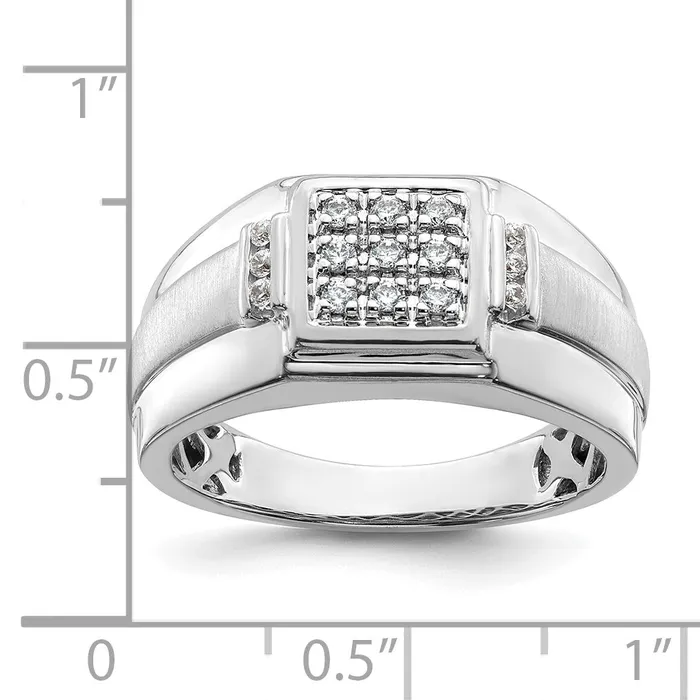 Rings Goldia 025ct CZ Solid Real 14K White Gold Complete Cluster Mens Ring