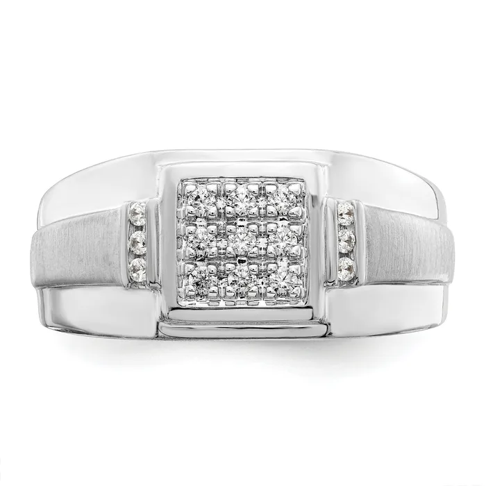 Rings Goldia 025ct CZ Solid Real 14K White Gold Complete Cluster Mens Ring