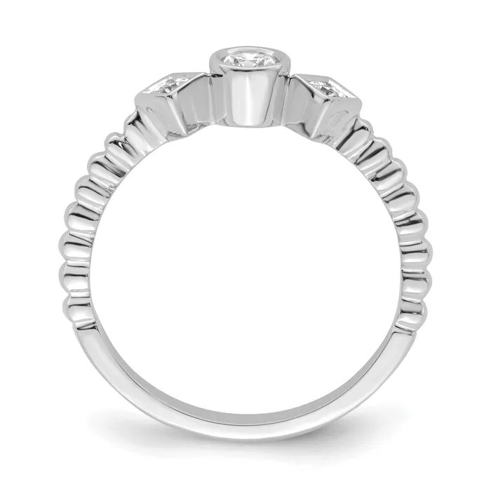Rings Goldia 025ct CZ Solid Real 14k White Polish Scalloped Wedding Band Ring Petite Round Complete Dia Ring