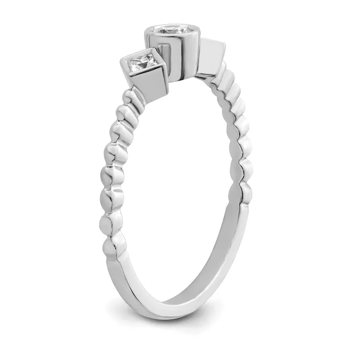 Rings Goldia 025ct CZ Solid Real 14k White Polish Scalloped Wedding Band Ring Petite Round Complete Dia Ring