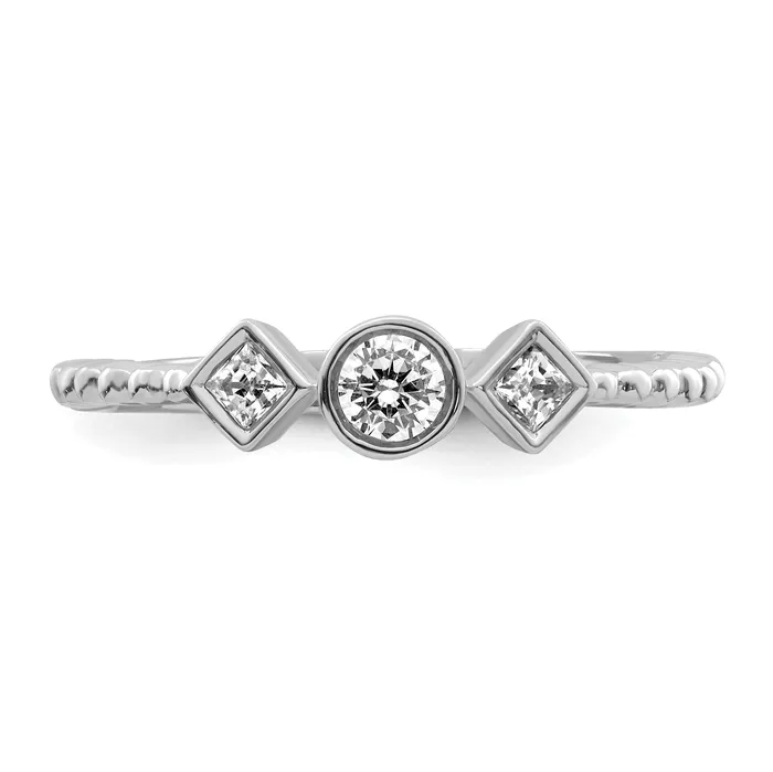 Rings Goldia 025ct CZ Solid Real 14k White Polish Scalloped Wedding Band Ring Petite Round Complete Dia Ring