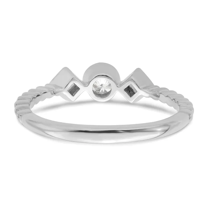 Rings Goldia 025ct CZ Solid Real 14k White Polish Scalloped Wedding Band Ring Petite Round Complete Dia Ring