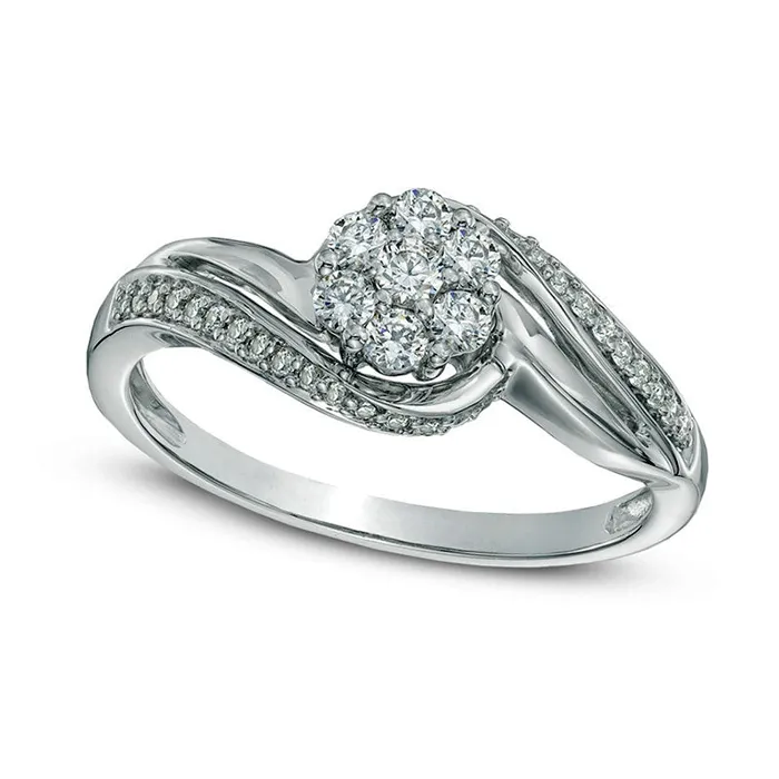 Rings Goldia 033 CT TW Natural Diamond Cluster Swirl Engagement Ring in Solid 10K White Gold Rings Goldia 033 CT TW Natural Diamond Cluster Swirl Engagement Ring in Solid 10K White Gold