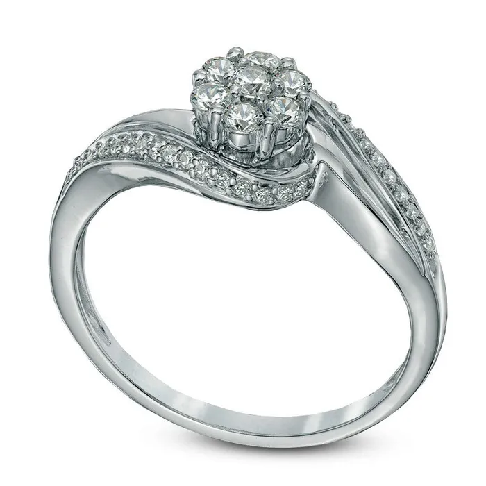 Rings Goldia 033 CT TW Natural Diamond Cluster Swirl Engagement Ring in Solid 10K White Gold Rings Goldia 033 CT TW Natural Diamond Cluster Swirl Engagement Ring in Solid 10K White Gold