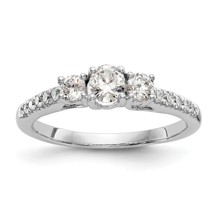 Rings Goldia 033ct CZ Solid Real 14K White Gold 3Stone Engagement Ring