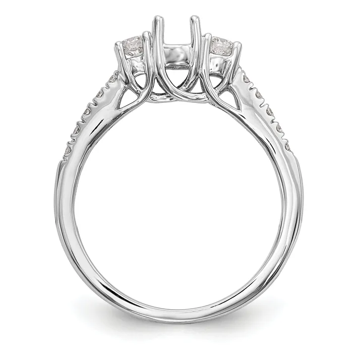Rings Goldia 033ct CZ Solid Real 14K White Gold 3Stone Engagement Ring