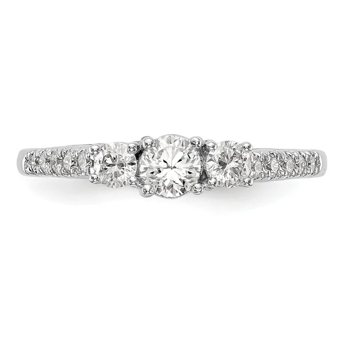 Rings Goldia 033ct CZ Solid Real 14K White Gold 3Stone Engagement Ring