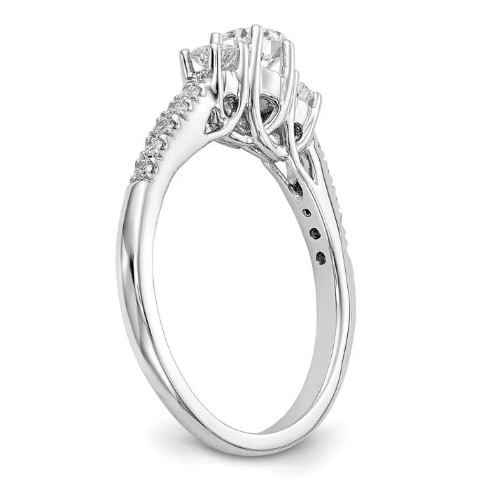 Rings Goldia 033ct CZ Solid Real 14K White Gold 3Stone Engagement Ring