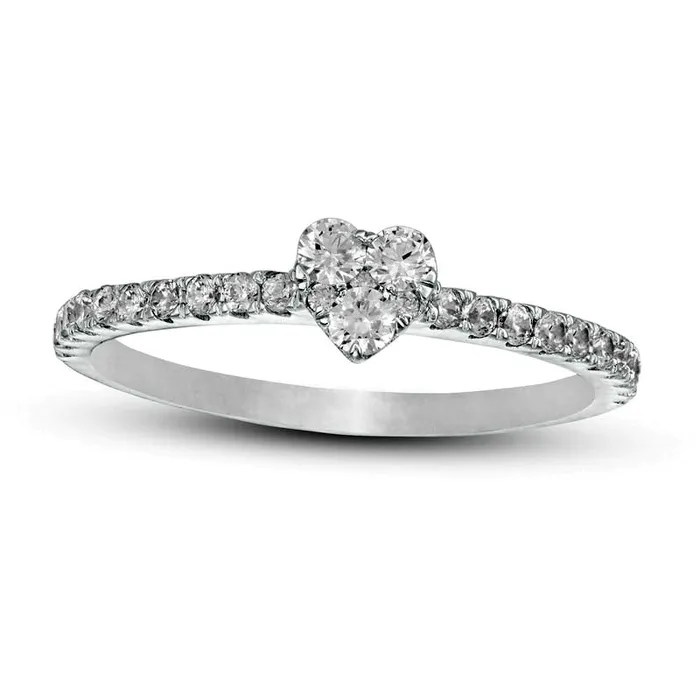 Rings Goldia 038 CT TW Composite Heart Natural Diamond Engagement Ring in Solid 10K White Gold Rings Goldia 038 CT TW Composite Heart Natural Diamond Engagement Ring in Solid 10K White Gold