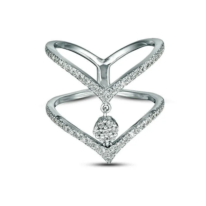 Rings Goldia 038 CT TW Composite Natural Diamond Double Chevron Open Shank Ring in Solid 10K White Gold Size 7 Rings Goldia 038 CT TW Composite Natural Diamond Double Chevron Open Shank Ring in Solid 10K White Gold Size 7