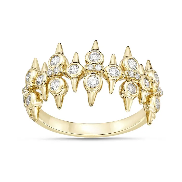 Rings Goldia 050 CT TW Natural Diamond Spikes MultiRow Ring in Solid 10K Yellow Gold Rings Goldia 050 CT TW Natural Diamond Spikes MultiRow Ring in Solid 10K Yellow Gold