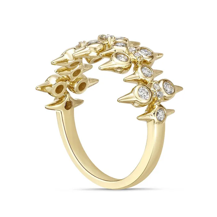 Rings Goldia 050 CT TW Natural Diamond Spikes MultiRow Ring in Solid 10K Yellow Gold Rings Goldia 050 CT TW Natural Diamond Spikes MultiRow Ring in Solid 10K Yellow Gold