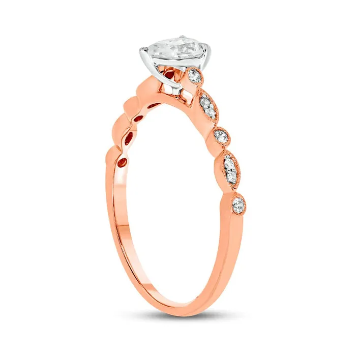 Rings Goldia 050 CT TW PearShaped Natural Diamond Antique VintageStyle Scallop Shank Engagement Ring in Solid 10K Rose Gold II2 Rings Goldia 050 CT TW PearShaped Natural Diamond Antique VintageStyle Scallop Shank Engagement Ring in Solid 10K Rose Gold II2
