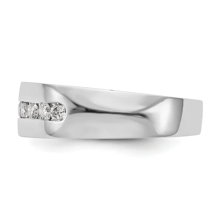 Rings Goldia 052ct CZ Solid Real 14K White Gold Mens Wedding Band Ring