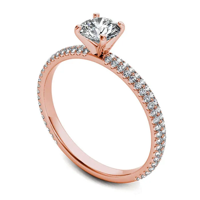 Rings Goldia 075 CT TW Natural Diamond Double Row Engagement Ring in Solid 14K Rose Gold Rings Goldia 075 CT TW Natural Diamond Double Row Engagement Ring in Solid 14K Rose Gold