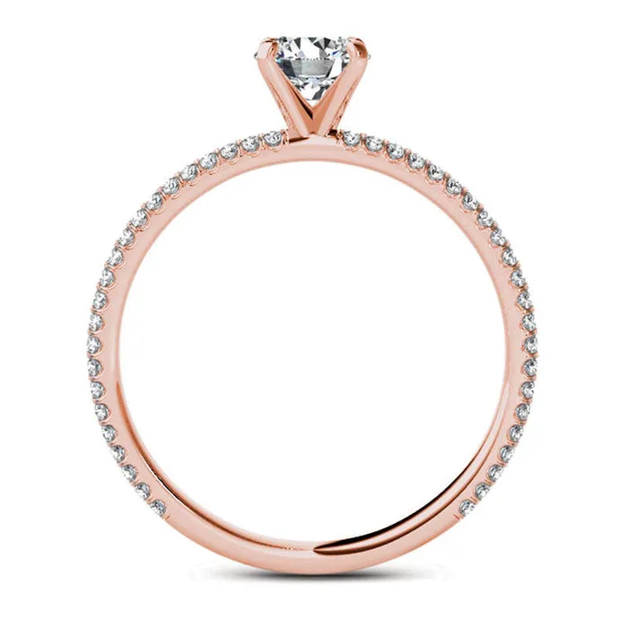 Rings Goldia 075 CT TW Natural Diamond Double Row Engagement Ring in Solid 14K Rose Gold Rings Goldia 075 CT TW Natural Diamond Double Row Engagement Ring in Solid 14K Rose Gold