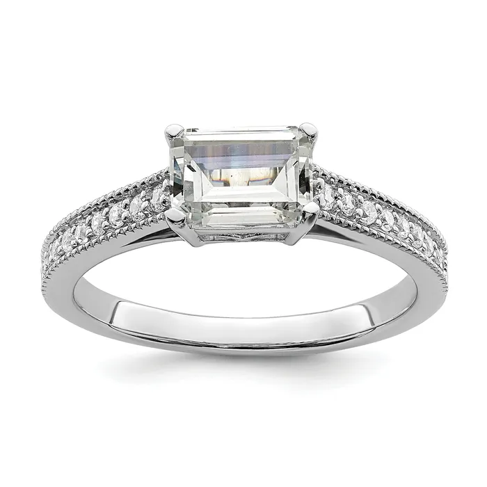 Rings Goldia 075ct CZ Solid Real 14k White East West 34ct Emerald Eng Dia Ring Rings Goldia 075ct CZ Solid Real 14k White East West 34ct Emerald Eng Dia Ring