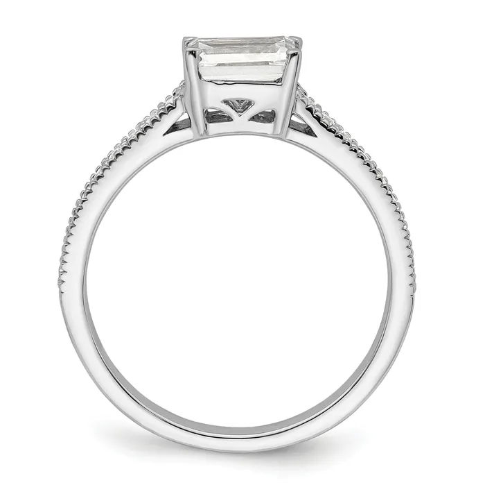 Rings Goldia 075ct CZ Solid Real 14k White East West 34ct Emerald Eng Dia Ring