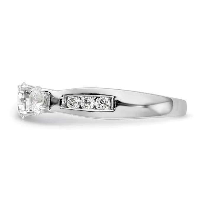 Rings Goldia 075ct CZ Solid Real 14K White Gold Peg Set 3Stone Engagement Ring