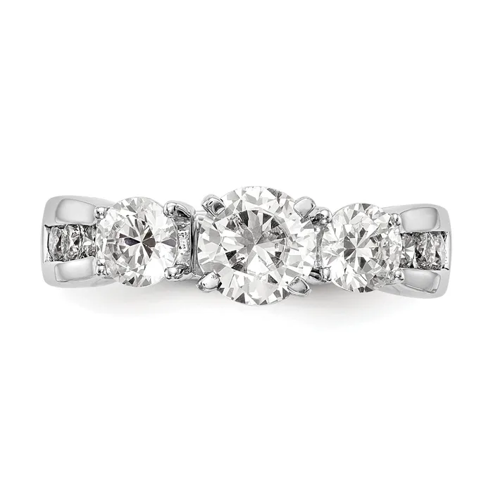 Rings Goldia 075ct CZ Solid Real 14K White Gold Peg Set 3Stone Engagement Ring